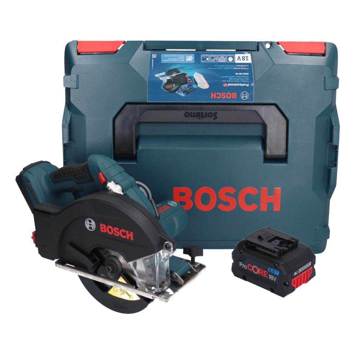 Bosch GKM 18V-50 Sega circolare professionale a batteria per metalli 18 V 136 mm senza spazzole + 1x batteria ProCORE 8,0 Ah + L-Boxx - senza caricabatterie