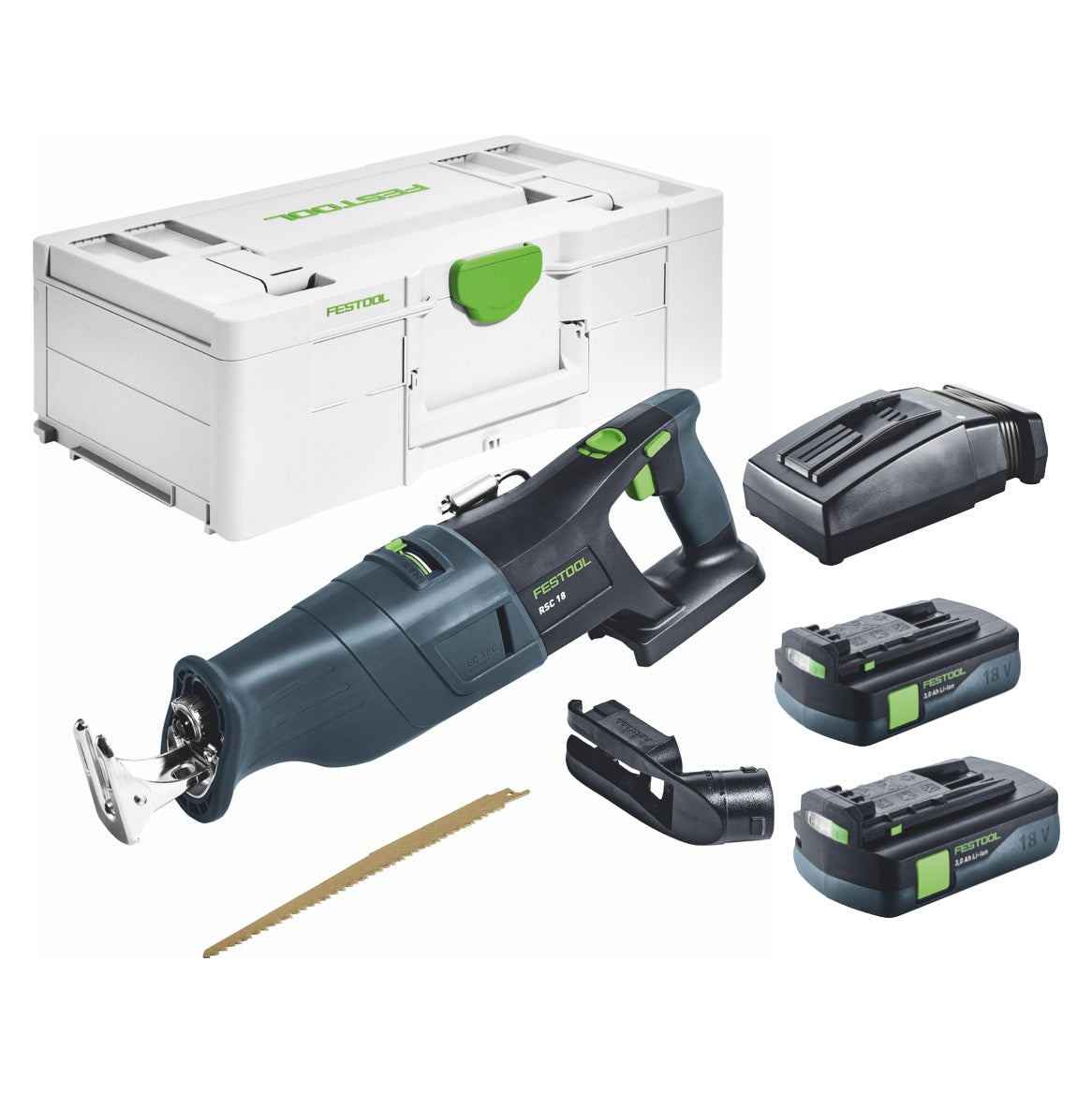 Festool RSC 18 EB-Basic Sega a nastro a batteria 18 V Brushless + 2x batteria 3,0 Ah + caricabatterie + systainer