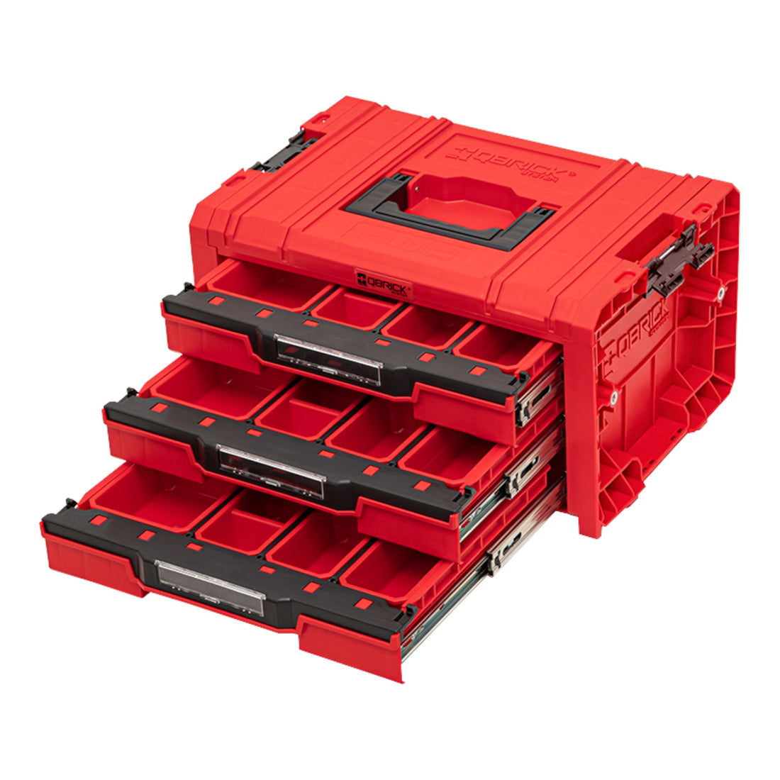 Qbrick System PRO Cassetto 3 Cassetta porta attrezzi 2.0 Expert RED ULTRA HD Cassetta porta attrezzi 450 x 310 x 244 mm 13,5 l impilabile IP54 con 3 cassetti