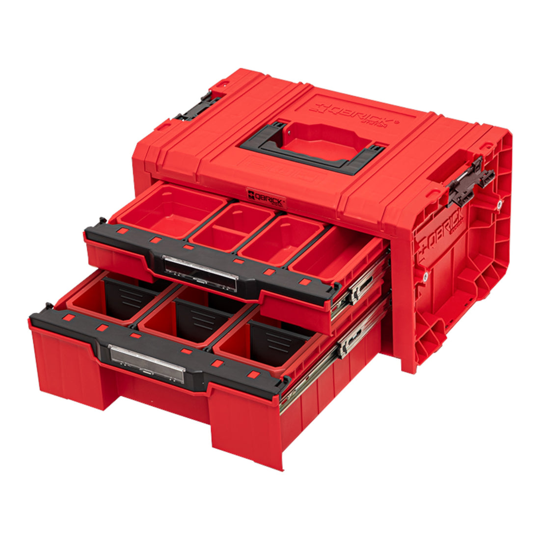 Qbrick System PRO Cassetto 2 Cassetta porta attrezzi 2.0 Expert RED ULTRA HD Cassetta porta attrezzi 450 x 310 x 244 mm 14 l impilabile IP54 con 2 cassetti