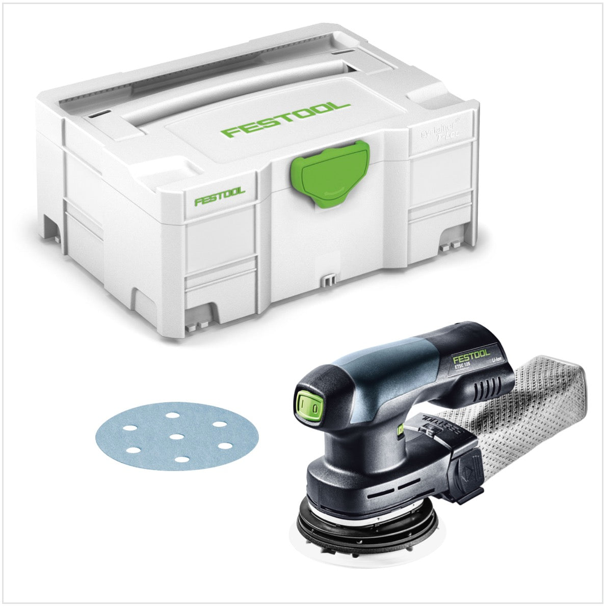 Festool ETSC 125 Li-Basic Levigatrice orbitale a batteria 18V in valigetta Systainer ( 201533 ) - senza batteria, senza caricabatterie