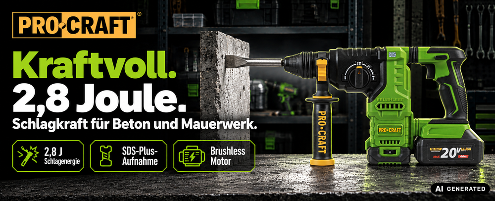 Martello perforatore a batteria Procraft PHA30-bb-c 20 V 2,8 J SDS plus Brushless + 1x batteria 2,0 Ah + caricabatteria + valigetta
