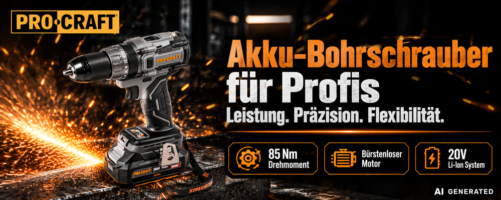 Procraft Industrial CD20Abb Avvitatore a percussione a batteria 20 V 85 Nm Solo - senza batteria, senza caricabatteria