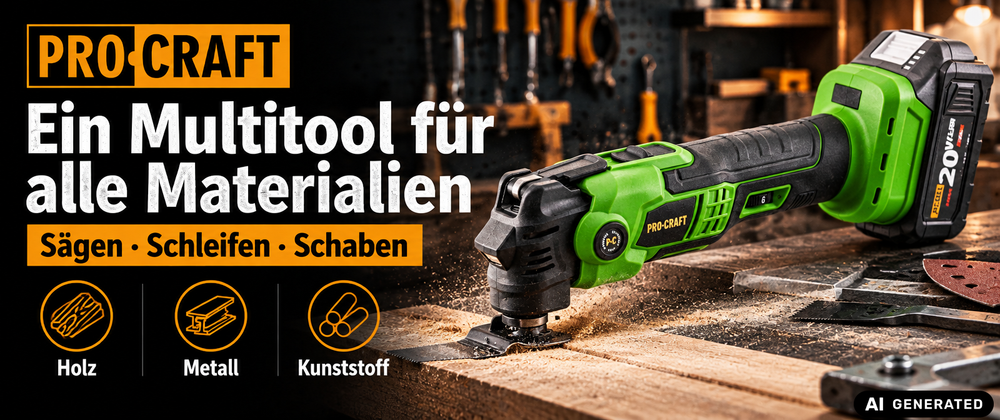 Utensile multifunzione a batteria Procraft PMT22bb 20 V Brushless + 1x batteria 2,0 Ah + caricabatteria + valigetta porta utensili RHINO