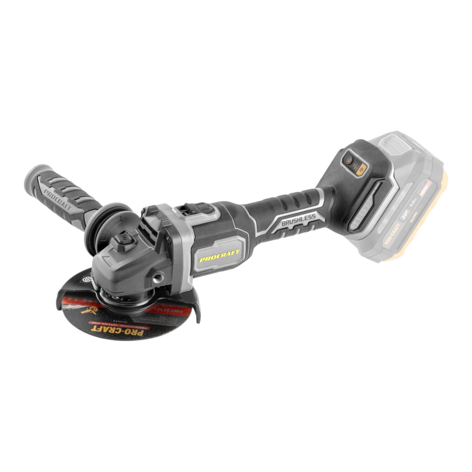 Procraft Industrial AG125Bbb Akku Winkelschleifer 20 V 125 mm Brushless Solo - ohne Akku, ohne Ladegerät