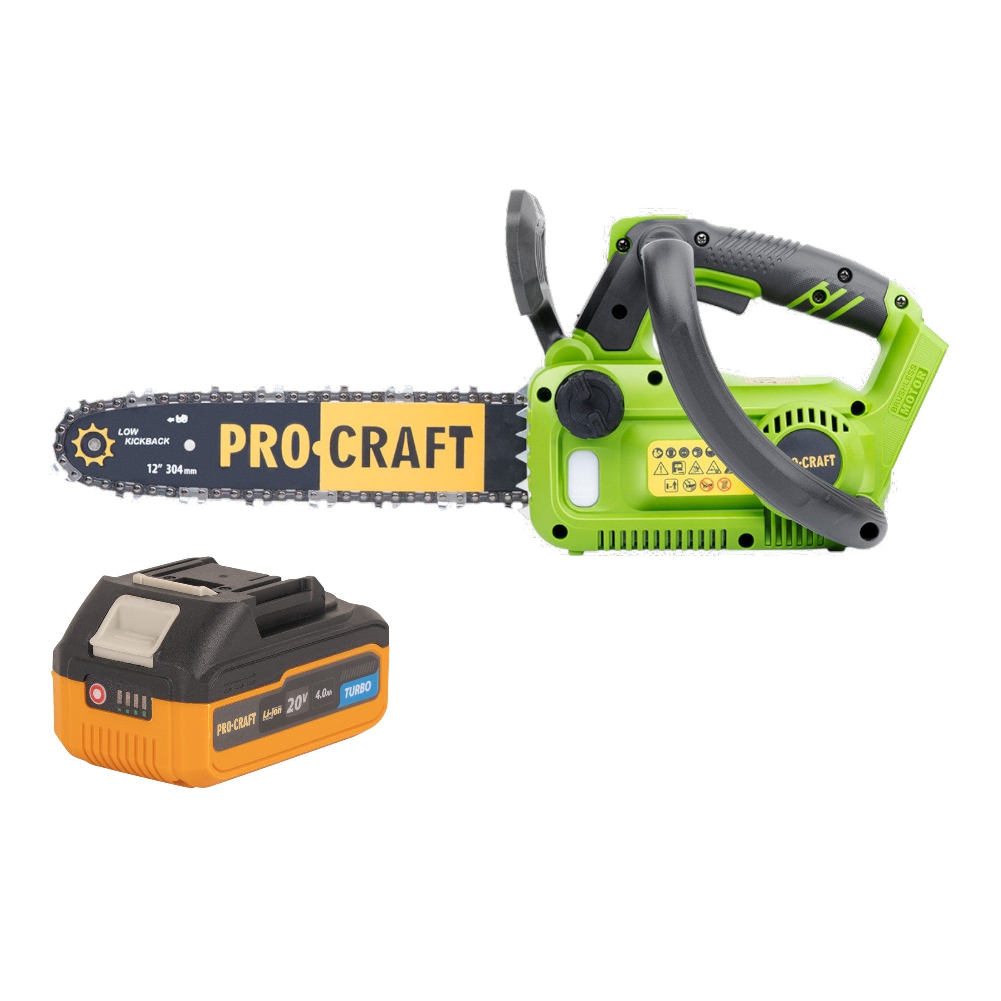 Procraft PKA42Libb Akku Kettensäge 20 V 304 mm Brushless + 1x Akku 4,0 Ah - ohne Ladegerät