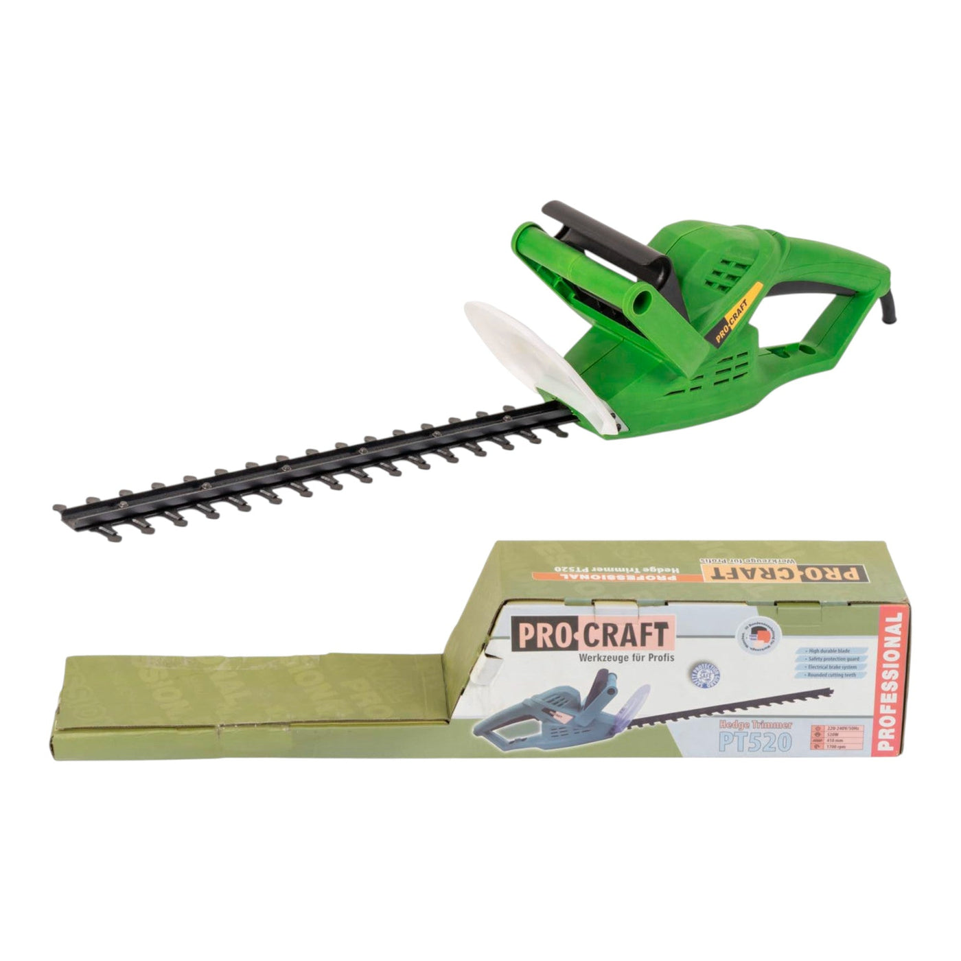 Procraft PT520 Heckenschere 520 Watt 410 mm Schnittlänge 20 mm Schnittstärke