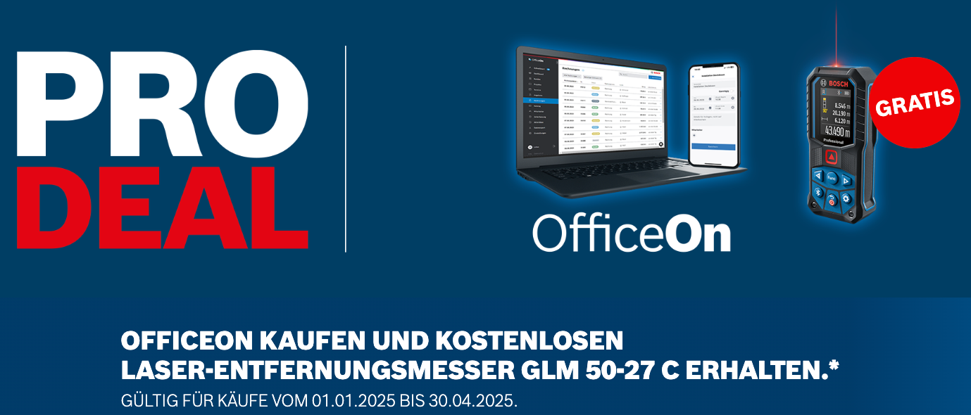 Bosch Pro Deal 2025 – OfficeOn kaufen und einen Laser-Entfernungsmesser GLM 50-27 C gratis dazu!