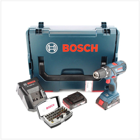 Bosch GSR 18-2-Li Plus Akku Bohrschrauber in L-Boxx + 2 x 2,0 Ah Akkus + Ladegerät + Bit Set - Toolbrothers