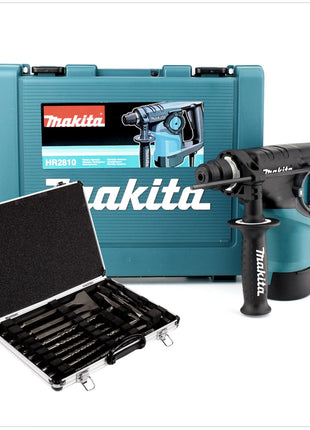 Makita HR 2810 - 800 W Kombi - Schlag Bohrhammer im Transportkoffer + SDS-Plus Bohrer-Meißel-Set 17 tlg. im Alu Koffer - Toolbrothers