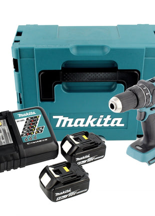 Makita DHP 480 RTJ 18 V Li-Ion Akku Schlagbohrschrauber Solo im Makpac + 2x 5,0 Ah Akku + Schnellladegerät - Toolbrothers