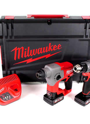 Milwaukee M12 CPPB 602X Brushless Set M12 CH Akku Bohrhammer + M12 CPD Akku Schlagbohrschrauber in HD-Box + 2 x 6,0 Ah Akku + Ladegerät - Toolbrothers