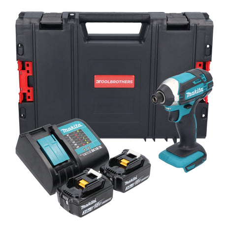 Makita DTD 152 SFJ-R llave de impacto a batería 18 V 165 Nm 1/4" + 2x baterías 3,0 Ah + cargador + RHINO