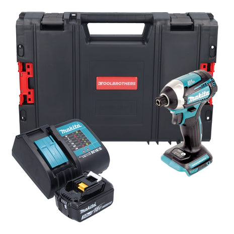 Makita DTD 154 SF1J-R Clé à choc sans fil 18V 1/4'' 175Nm Brushless + 1x batterie 3,0 Ah + chargeur + RHINO