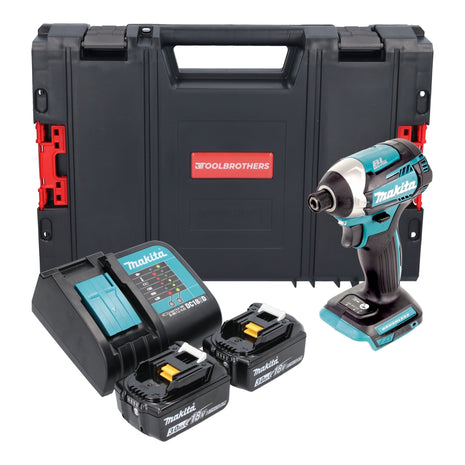 Makita DTD 154 SFJ-R akumulatorowy klucz udarowy 18V 1/4" 175Nm bezszczotkowy + 2x akumulator 3.0 Ah + ładowarka + RHINO