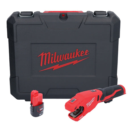 Milwaukee M12 PCSS-201C cortatubos de acero inoxidable a batería 12 V 12 - 28 mm + 1x batería 2,0 Ah + estuche - sin cargador