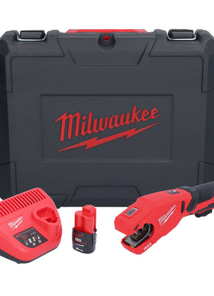 Milwaukee M12 PCSS-201C Akku Edelstahl Rohrabschneider 12 V 12 - 28 mm + 1x Akku 2,0 Ah + Ladegerät + Koffer