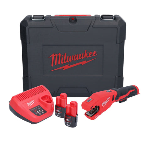 Milwaukee M12 PCSS-202C cortatubos de acero inoxidable a batería 12 V (4933479242) 12 - 28 mm + 2x baterías 2,0 Ah + cargador + estuche