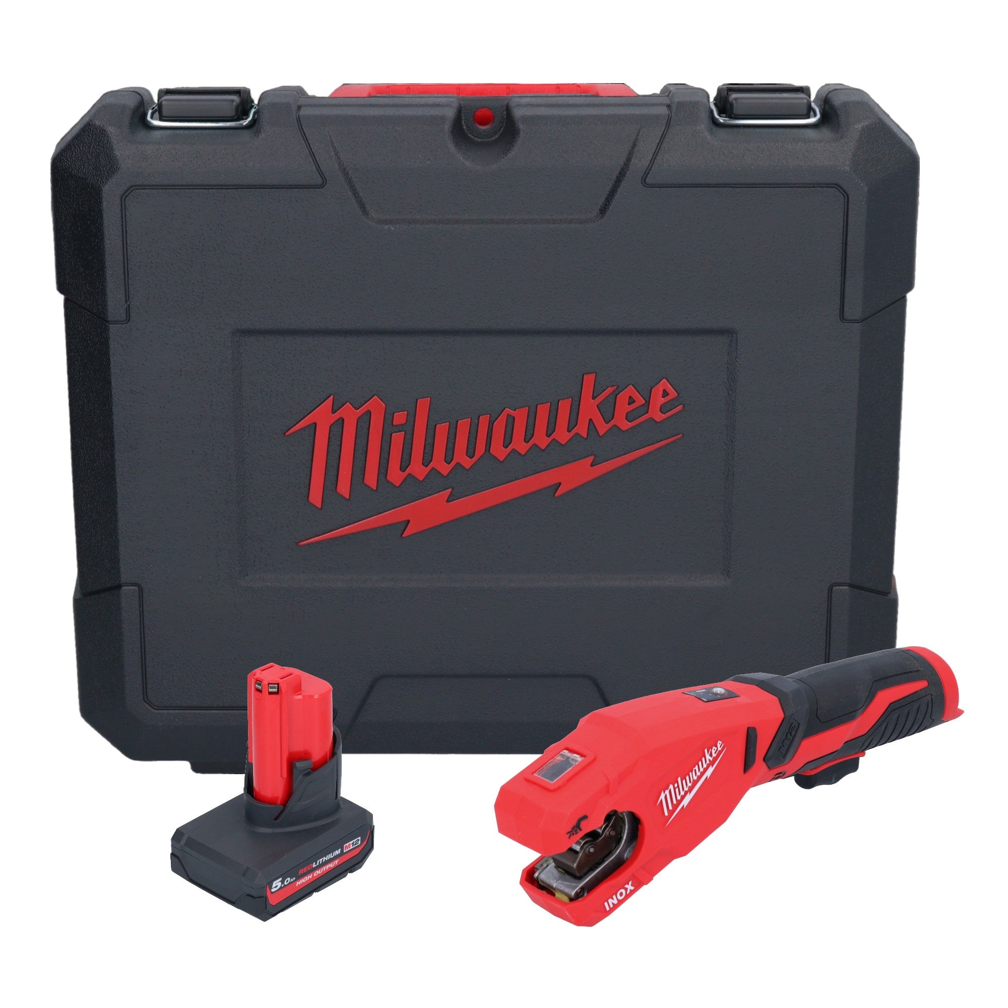 Milwaukee M12 PCSS 501C Akku Edelstahl Rohrabschneider 12 V 12 28 mm 1x Akku 5 0 Ah Koffer ohne Ladegeraet 0 - toolbrothers