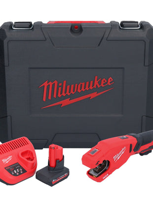 Milwaukee M12 PCSS-501C Akku Edelstahl Rohrabschneider 12 V 12 - 28 mm + 1x Akku 5,0 Ah + Ladegerät + Koffer