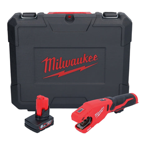 Milwaukee M12 PCSS-601C Akku Edelstahl Rohrabschneider 12 V 12 - 28 mm + 1x Akku 6,0 Ah + Koffer - ohne Ladegerät