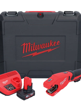 Milwaukee M12 PCSS-601C cortatubos de acero inoxidable a batería 12 V 12 - 28 mm + 1x batería 6,0 Ah + cargador + estuche