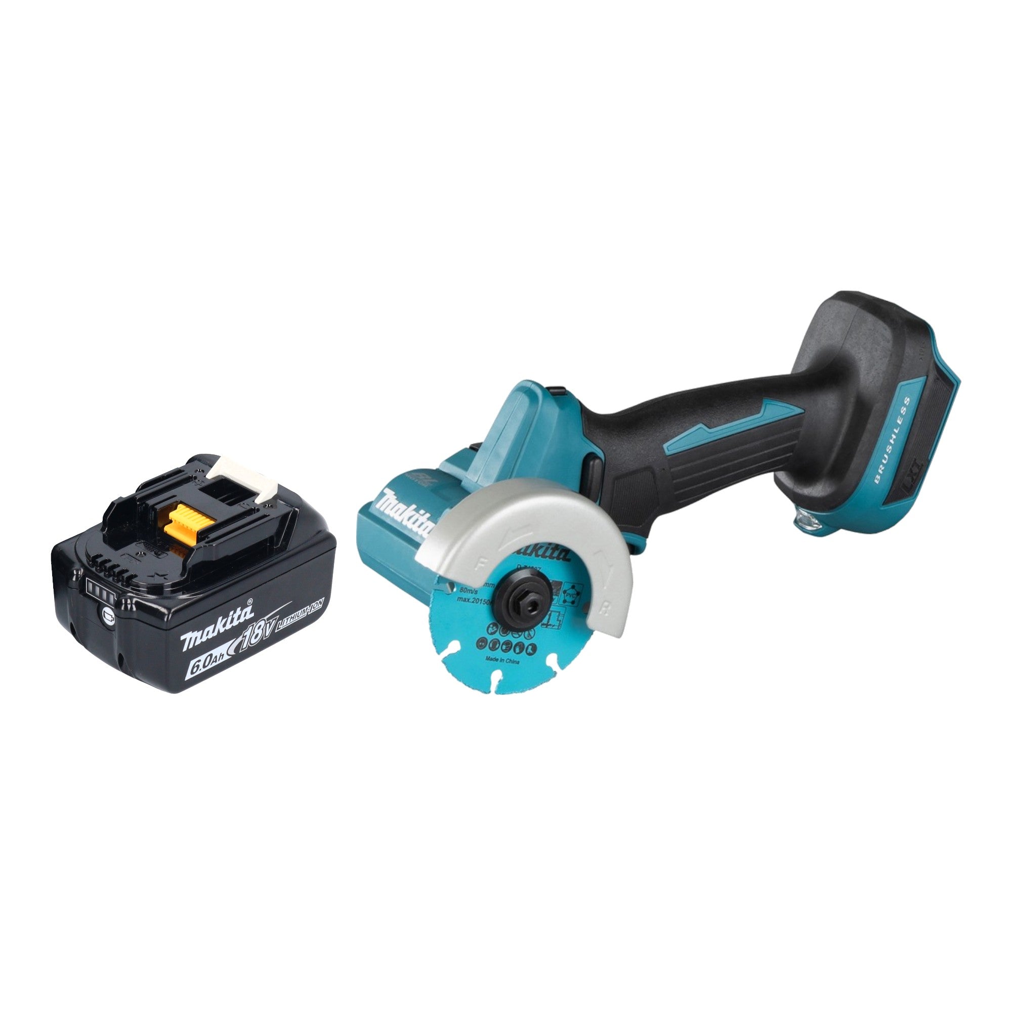 Makita DMC 300 G1 Akku Winkelschleifer 18 V 76 mm Brushless 1x Akku 6 0 Ah ohne Ladegeraet 0 - toolbrothers