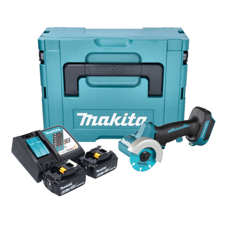 Makita DMC 300 RGJ Meuleuse d'angle sans fil 18 V 76 mm Brushless + 2x batterie 6,0 Ah + chargeur + Makpac