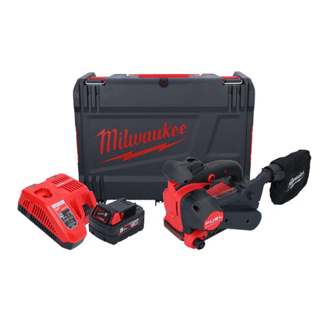 Ponceuse à bande sans fil Milwaukee M18 FBTS75-501X 18 V 75 x 457 mm sans balais + 1x batterie 5,0 Ah + chargeur + boîtier HD