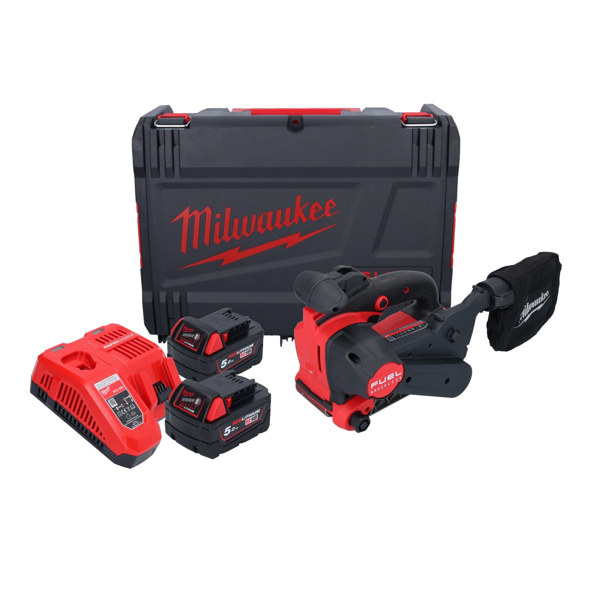 Milwaukee M18 FBTS75 502X Akku Bandschleifer 18 V 75 x 457 mm Brushless 2x Akku 5 0 Ah Ladegeraet HD Box 0 - toolbrothers