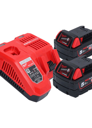 Milwaukee M18 FBTS75-502X akumulatorowa szlifierka taśmowa 18 V 75 x 457 mm bezszczotkowa + 2x akumulator 5,0 Ah + ładowarka + skrzynka HD