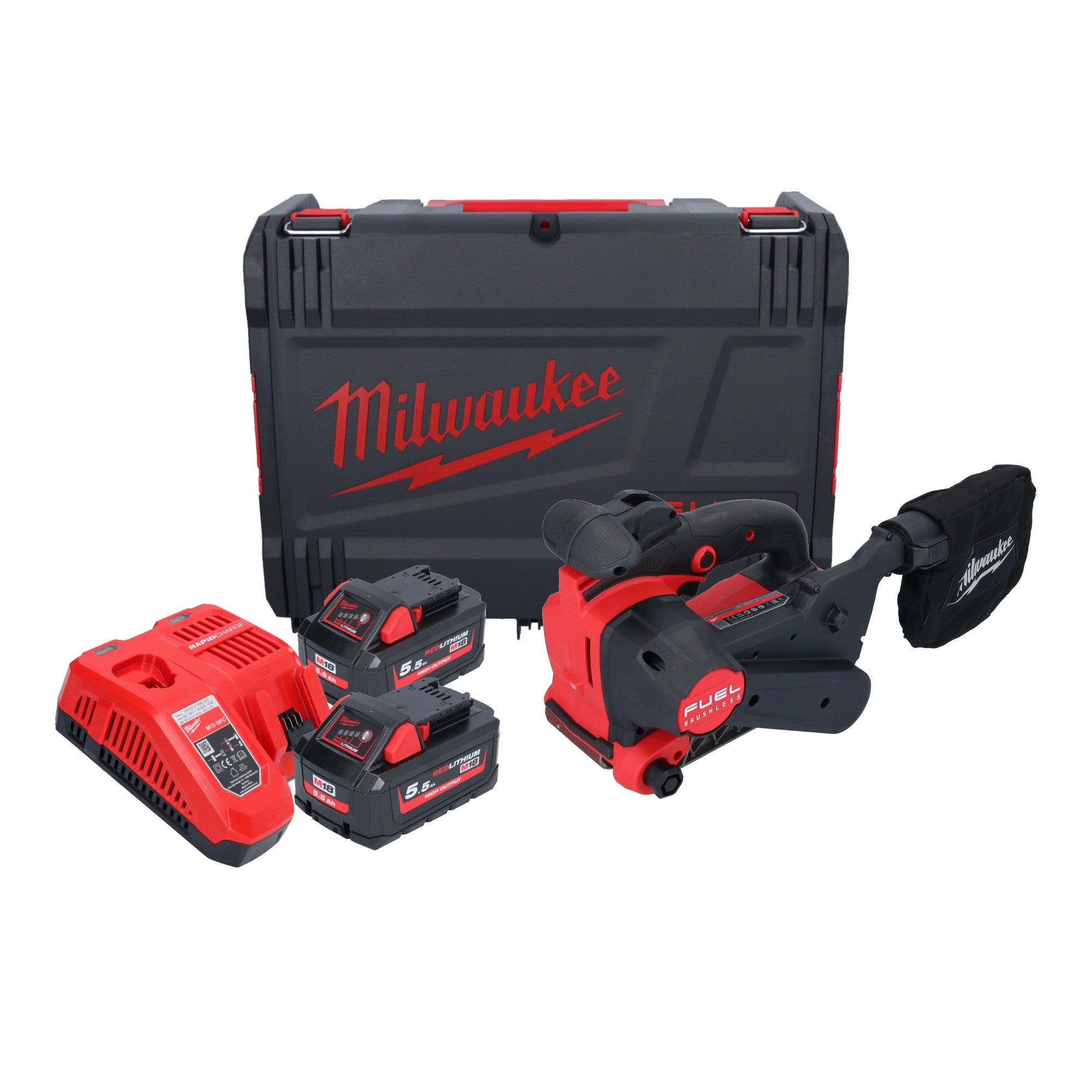 Milwaukee M18 FBTS75 552X Akku Bandschleifer 18 V 75 x 457 mm Brushless 2x Akku 5 5 Ah Ladegeraet HD Box 0 - toolbrothers