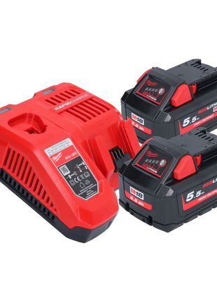 Lijadora de banda a batería Milwaukee M18 FBTS75-552X 18 V 75 x 457 mm sin escobillas + 2x batería 5,5 Ah + cargador + caja HD