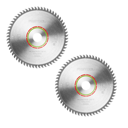 Lama circolare Festool HW 210x2,4x30 TF60 LAMINATO/HPL 2 pz. ( 2x 493200 ) 210 x 2,4 x 30 mm 60 denti per laminato, pannelli rivestiti, vetro acrilico, pannelli in resina melaminica e materiali a superficie solida