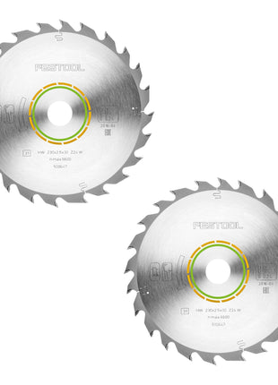 Festool HW 230x2,5x30 W24 Kreissägeblatt WOOD STANDARD 2 Stk. ( 2x 500647 ) 230 x 2,5 x 30 mm 24 Zähne für alle Holzwerkstoffe, Baustoffplatten, weiche Kunststoffe, grober Schnitt