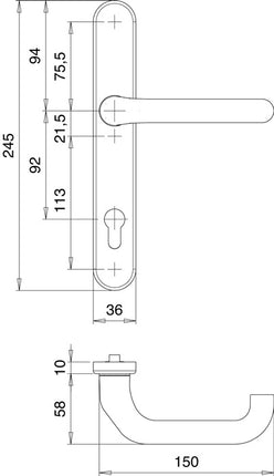 EDI Profiltürgarnitur Kronos 1300/0035 Aluminium F1 ( 3000200026 )