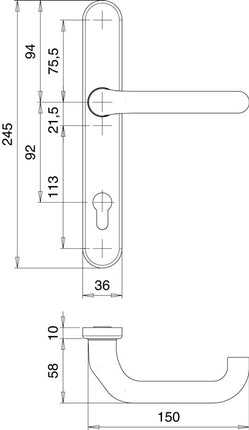 EDI Profiltürgarnitur Kronos 1300/0035 Aluminium F1 ( 3000200026 )
