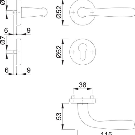 HOPPE set di rose Maribor 1766 / 17KV/17KVS Alluminio F1 ( 3000203145 )