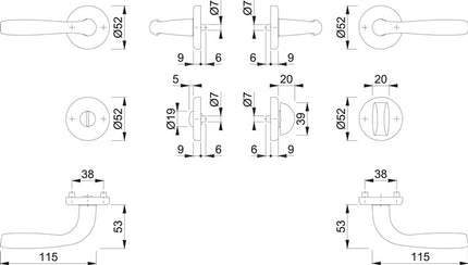 HOPPE set di rose Maribor 1766 / 17KV/17KVS Alluminio F1 ( 3000203146 )