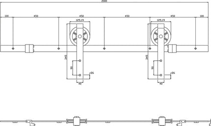 INTERSTEEL Schiebesystem 450121 100 kg 2000 mm schwarz ( 3000210997 )