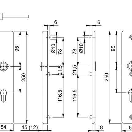 HOPPE Mobili di sicurezza Birmingham 1117/2221A/2440 Alluminio F4 ( 3000250679 )