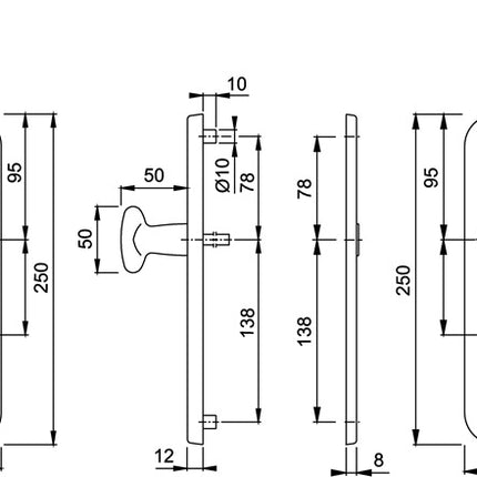 HOPPE Schutzgarnitur Pisa M76G/361A/360/151 Messing F77-R ( 3000250990 )