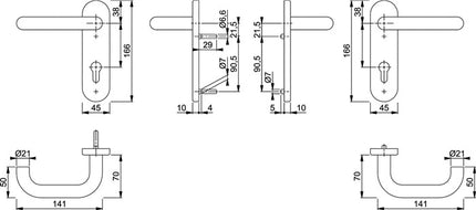 HOPPE Feuerschutzgarnitur Paris FS-138/353KH Aluminium F1 D/D ( 3000251137 )