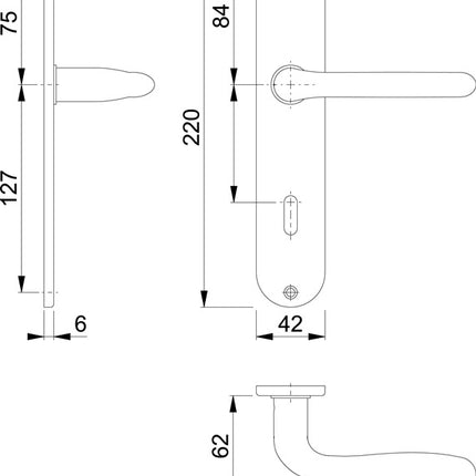 HOPPE Langschildgarnitur Cardiff E1850Z/302 Edelstahl F69 ( 3000252428 )