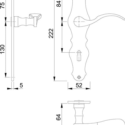 HOPPE set di rosette lunghe Weimar M112SLN/2007 ottone F73 ( 3000253093 )