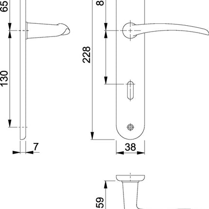 HOPPE set di piastre lunghe Istanbul M171/332P ottone F49 ( 3000253677 )