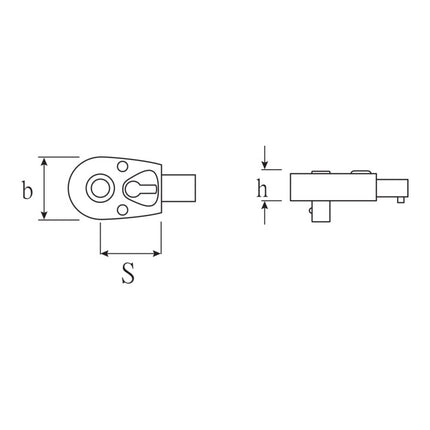 STAHLWILLE 725QR/ 4 1/4 ″ 9 x 12 mm (4000826588 ) cricchetto reversibile a leva inseribile