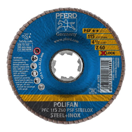 Disco lamellare PFERD X-LOCK PSF Z STEELOX Ø 125 mm granulometria 80 conica ( 4000840254 )