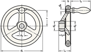 Pokrętło GN 950 b 22 mm d1 200 mm d2 20 mm ( 4601000254 )