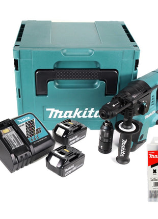 Makita DHR 264 2x 18 V / 36 V Akku-Bohrhammer SDS-PLUS im Makpac + 2x BL 1860 6,0 Ah Akku + DC18RC Schnellladegerät + 5 Bohrer - Toolbrothers